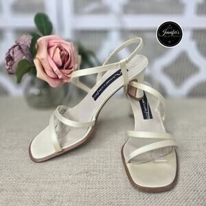 Nina Comfort Cream Satin Strappy Heels Size 7.5M